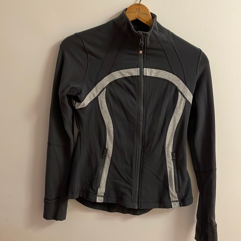 Lululemon Full Zip Gray Jacket with Vented Back Panels and Signature Thumb Holes